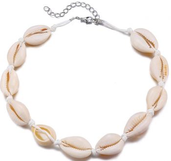 White cowrie shell choker necklace